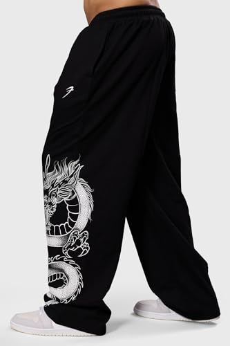 Image of FUAARK Mens Cotton Dragon Loose Oversized Track Pant