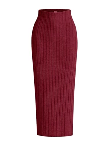 Women's 2025 Casual Maxi Long Skirts Ribbed Knit Pencil Skirt