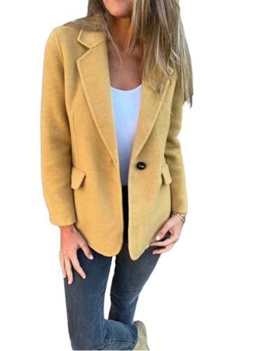 XuanXmy Damen Wollblazer Mantel Aus Kammwolle Retro Casual...
