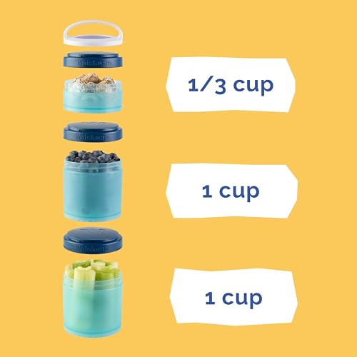 Image of Whiskware Disney Mickey Mouse and Friends Stackable Snack Containers for Babies, Toddlers, and Kids, 3 Stackable Snack Cups for School and Travel, Cupholder Friendly, Classic!