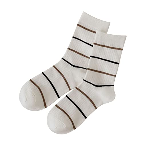 Calcetines de otoño e invierno para mujer, color marrón, retro, a rayas, calcetines de Navidad, bálsamo, D, Altoa única