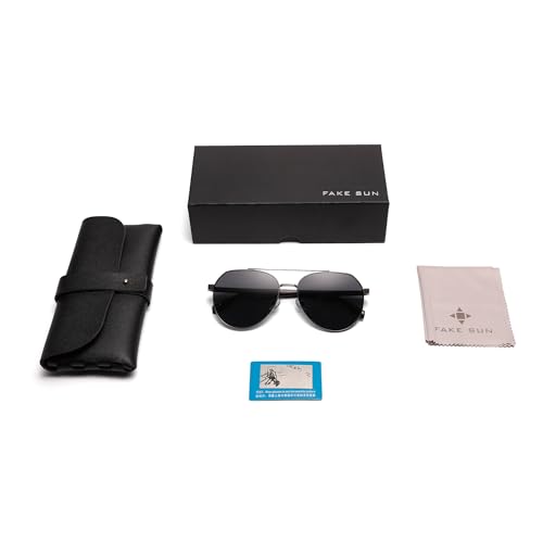 Image of Premium Aviator Sunglasses, Full UV Protection, Gunmetal Grey Frame with Grey Polarized Lenses