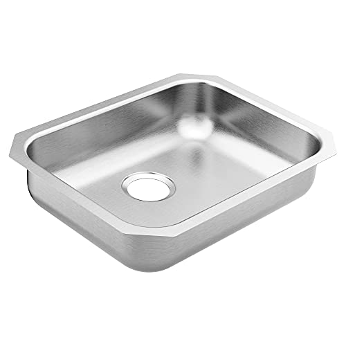 Moen GS18195B 1800 Series 23.5-inch 18 Gauge Undermount Single Bowl Stainless Steel Kitchen Sink, Rear Drain #1