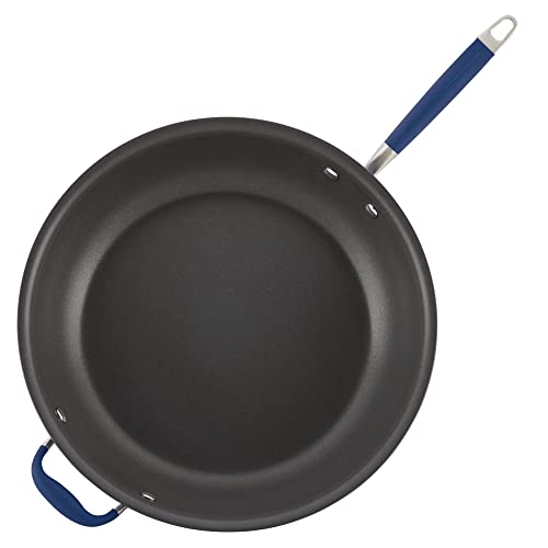 Anolon Advanced Hard-Anodized Nonstick Frying Pan With Helper Handle / Nonstick Skillet, 14", Indigo #TOP6