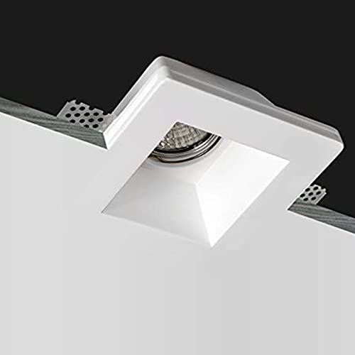 Eurekaled - Portafaretto in Gesso CERAMICO Quadrato profondo da Incasso per Controsoffitti con alette regolabili