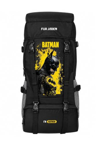 Image of FUR JADEN 55 LTR Rucksack Travel Backpack Bag for Trekking, Hiking with Shoe Compartment (Batman)