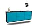 Produktbild Lowboard Denver hängend (136x47x35cm) Korpus anthrazit matt | Front Türkis | Push-to-Open | hochwertige Leichtlaufschienen