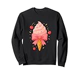 Coquette Bow Ice Cream Cone Pink Ribbon Watercolor Summer Sweatshirt