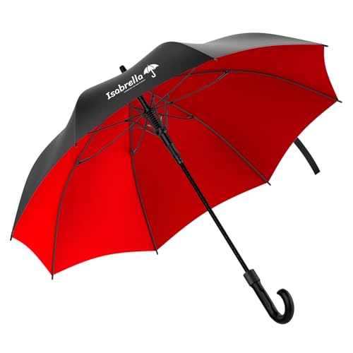 Image of ISABRELLA Umbrella for Men Big Size, Large Golf Umbrella with Fiberglass Shaft, Anti-slip handle, One-Click Auto Open, 60 Inch Big Umbrella for Men, Women, Family - Ideal for 3-4 People
