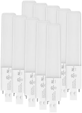 GX23 Base LED Bulbs, 6W (13W CFL Equivalent) Slim 2-Pin PL Horizontal LED Light, 3000K Warm White, 360 Beam, 120277V Plug-and-Play, Energy Efficient CFL Replacement, UL Listed  10 Pack