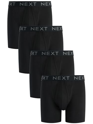 NEXT Pack de 4 bóxers Deportivos con Costura Delantera y diseño más Largo Negro XL