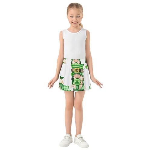 St Patricks Gnome Cute Toddlers Tennis Skirts Pink Cute Athletic Shorts Girls Skorts School Skirt 4t3