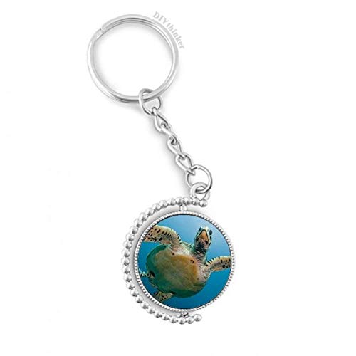 Porte-clés tortue bleue rotatif de 1,2x3,5 pouces, un souvenir marin à offrir