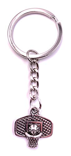 Onwomania Llavero Llavero Canasta de Baloncesto de Metal Plateado con balón Deportivo