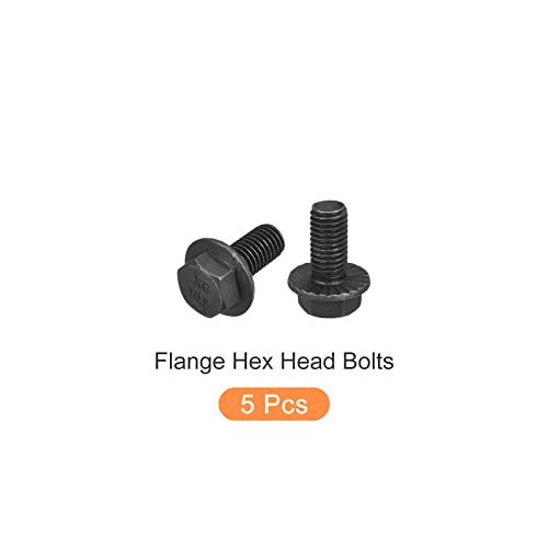Image of METALLIXITY Flanged Hex Head Bolts (M10x20mm) 5pcs, Hexagon Serrated Flange Bolt Fully Thread Screw - for House Construction Hardware Fasteners