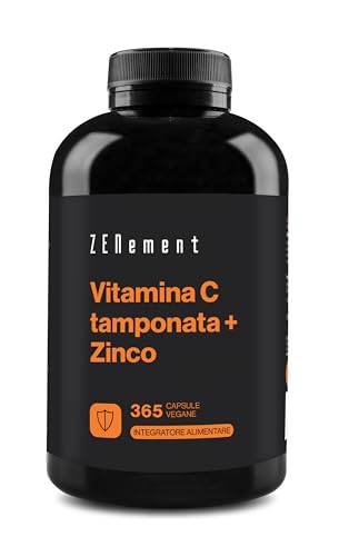 Vitamina C Tamponata con Zinco, 365 Capsule Vegane