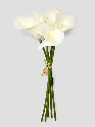 Real Touch Artificial Calla Lily Flower Bunch x 35cm - 5 Stem - White Blue Ivory or Grey (Ivory)