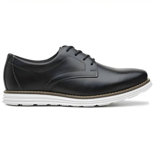 Sapato Oxford Masculino em Couro Elegante Solado Costurado Confortável (40, Preto)