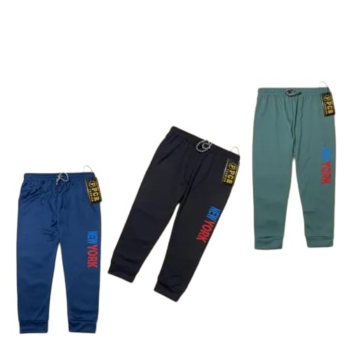 Image of Unisex Kid's Cotton Solid Elastic Waistband Combo Multicolor Track Pants Casual Fit 121