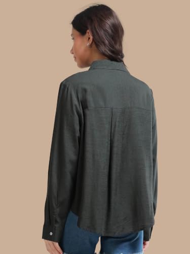 Image of Glam & Chique Women's Relaxed Fit Spread Collar Solid Casual Shirt S-2XL