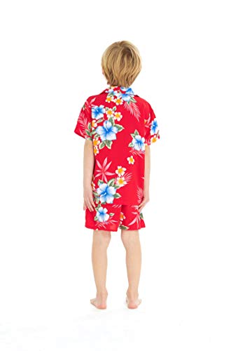 Image of Matchable Family Hawaiian Luau Men Women Girl Boy Clothes in Hibiscus Red