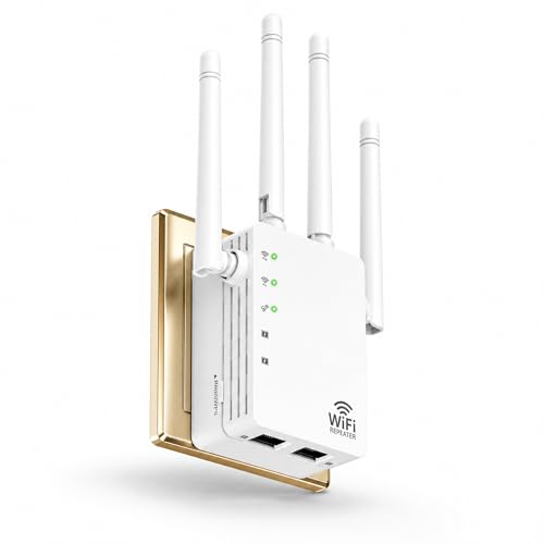Image of 1200Mbps Dual-Band WiFi Extender,12880 Sq.ft Coverage, WiFi Extender Signal Booster Supports 105 Devices, 1-Key Setup with Ethernet Port