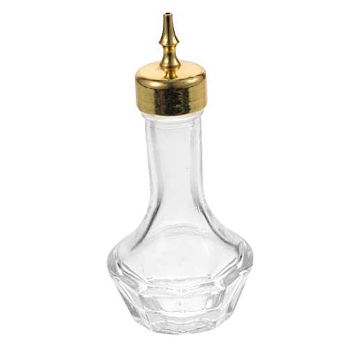 Gatuida Botella De Absenta Vinagre Alcohol Muddler para Cocteles Botella De Oro Tapón Bar Estropeado Botellas Amargas para Cócteles Dispensador Botella De Agua Clara Térmico Golden Vidrio