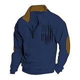 Chaquetas de invierno para hombre, chaqueta de forro polar, regalo para hombre, casual y de moda, color sólido, solapa de manga larga, sudadera con capucha para hombre, azul marino, M