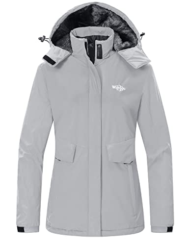 Wantdo Women's Skiing Jacket Warm Winter Coats Waterproof Snow Coat Rainwear Outwear Gray M