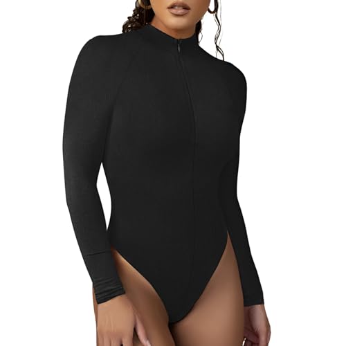 RoomTour Damen Body Leotard Hoher Kragen Bodysuits Elegant...