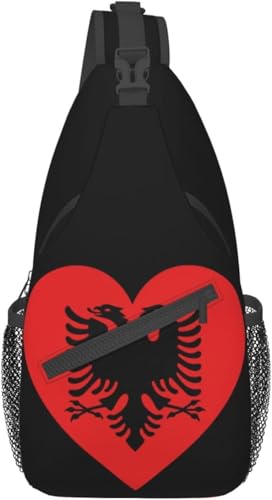 Mochila Cruzada Unisex Love Albania Flag miniatura 1