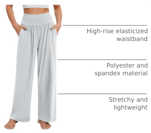 Image of Gracyoga Wide Leg Yoga Pants for Women Casual Loose Cozy Sweatpants High Waisted Lounge Pajama Flowy Pants With Pockets