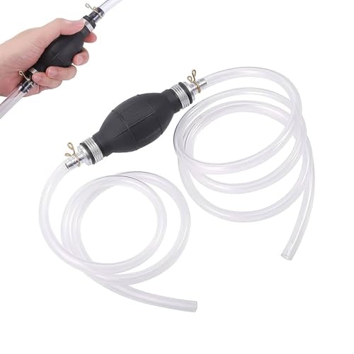 Funalix Manuelle Siphon Pumpe,Multifunktions Flüssigkeitssauger,Mit Messingverbindungen 2M Rnglebigen PVC Sahlauch Schlauchklemme,Absaugpumpe für Auto, Boot, Motorrad und Benzin