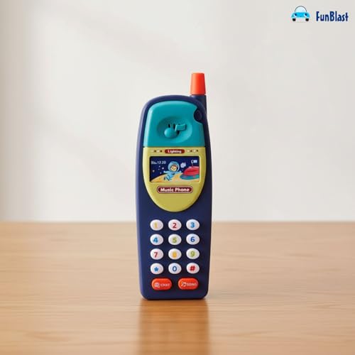 Image of FunBlast Cartoon Musical Mobile Phone for Kids, Mobile with Light & Sound Toys for Babies | Educational Toys for Kids 3+ Years /Boys /Girls-1 Unit (Blue-A)