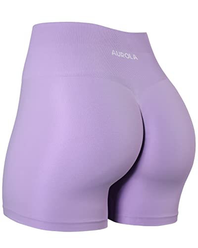 AUROLA 4.5 Intensify Workout Shorts for Women Seamless Scrunch Active Exercise Fitness Amplify Shorts - Lilac Breeze - Medium