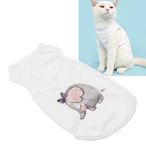 Soft Breathable Cat Costumes Dog T-Shirts for Small Medium, Large Pets - Cute Animal Print Cat Wear for Kittens Boys, Girls, White (S) - Image 3