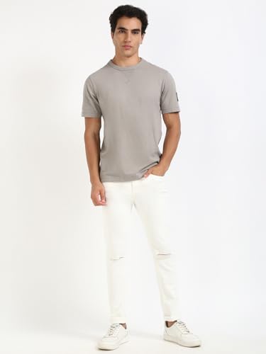 Calvin Klein Herren T-Shirt Kurzarm Regular Tee mit Logo-Badge, Grau (Rock Ridge), XS – Ansicht 5
