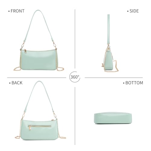 Image of Small Shoulder Bag for Women Mini Purse Retro Vegan Leather Hobo Purses Clutch Tote HandBags with Zipper Closure