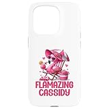 Flamazing Cassidy ピンク フラミンゴ トロピカル ビーチ シーン レディース スマホケース iPhone 15 Pro 用
