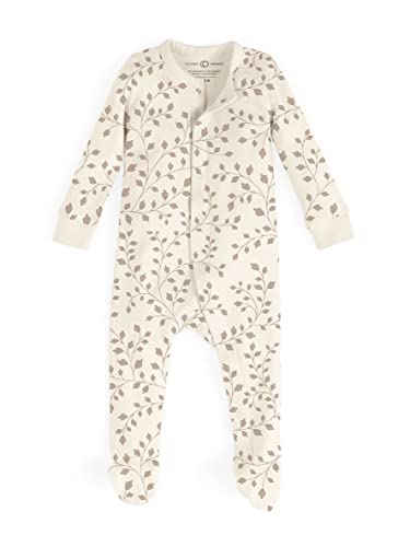 Image of Colored Organics Baby Organic Cotton Skylar Footed Sleeper - Irene Floral/Sandlot - 3-6M