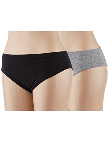 Kit Com 2 Calcinhas Cintura Alta Microfibra, Trifil, Feminino, Preto/Mescla, XG
