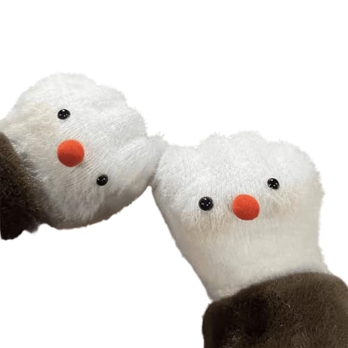Kangnice 2pack Cold Weather Gloves Lovely Winter Mittens Unisex Snowman Pattern Gloves For Women Warm And Stylish