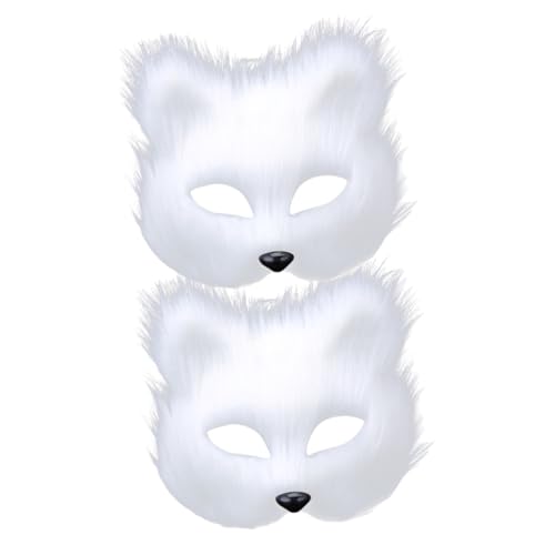 LIFKOME 2pcs Plush Half Face for Masquerade Carnival and Cosplay Comfortable and Party Decorative Masks Elastic Band for Adults and and