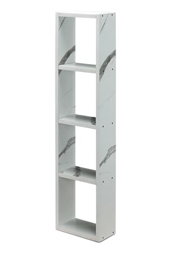 Image of SBF Furniture Tree Bookshelf Floor Standing Bookcase Free Standing Multipurpose Storage Rack for Books Magazines Organizer Showcase DIY (New MINI GHODO - White, New MINI GHODO)