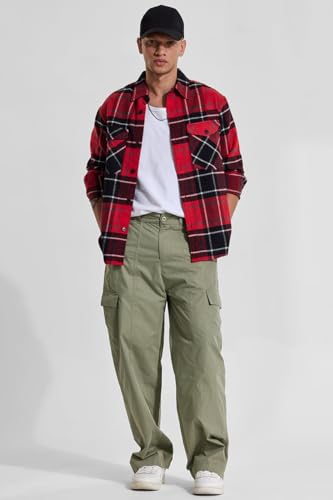 Image of SNITCH Button Closure Cotton Blend Light Weight Machine Wash Full Length Loose Fit Cargo Pants