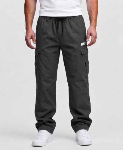 Image of DEELMO Cargo Pant for Men | Cotton Cargo's Pant | Men's Cotton Cargo Trousers | Elastic Drawstring Waist Straight Fit | Comfortable Breathable Cargos for Casual to (Available in Pluse Size)
