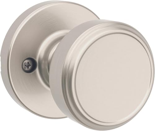Image of Kwikset Maven Dummy Door Knob, Single Sided Round Handle for Closets, French Double Doors, and Pantry, Satin Nickel Non-Turning Interior Push /Pull Door Knob, with Microban Protection (Pack of 10)