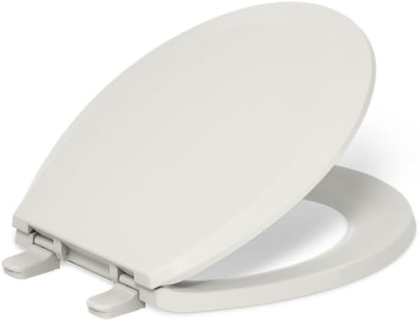 KOHLER K-4662-47 Lustra with Quick Release Hinges Round-Front Toilet Seat, Almond