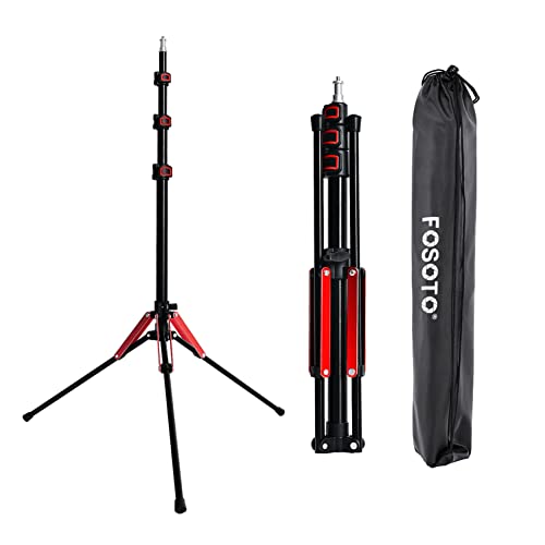 FOSOTO Soporte Trípode para Iluminación Luz Led Foco Reflector Altavoz Proyector Softbox, Aleación de Aluminio,Ligero y Plegable,con Funda (Altura Ajustable :49cm -192cm Cover