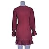 WEEPINLEE Womens Long Sleeve Round Neck Ruffles Wrap Dresses Party Dress (Wine Red, M)